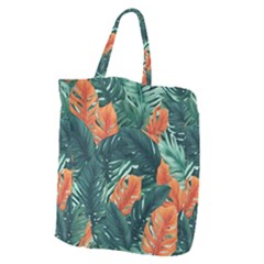 Green Tropical Leaves Giant Grocery Tote