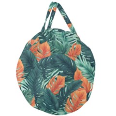 Green Tropical Leaves Giant Round Zipper Tote by Jack14