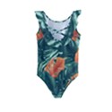 Green Tropical Leaves Kids  Frill Swimsuit View2