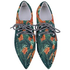 Green Tropical Leaves Pointed Oxford Shoes by Jack14