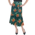 Green Tropical Leaves Midi Mermaid Skirt View1