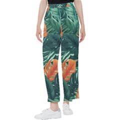 Green Tropical Leaves Women s Pants 