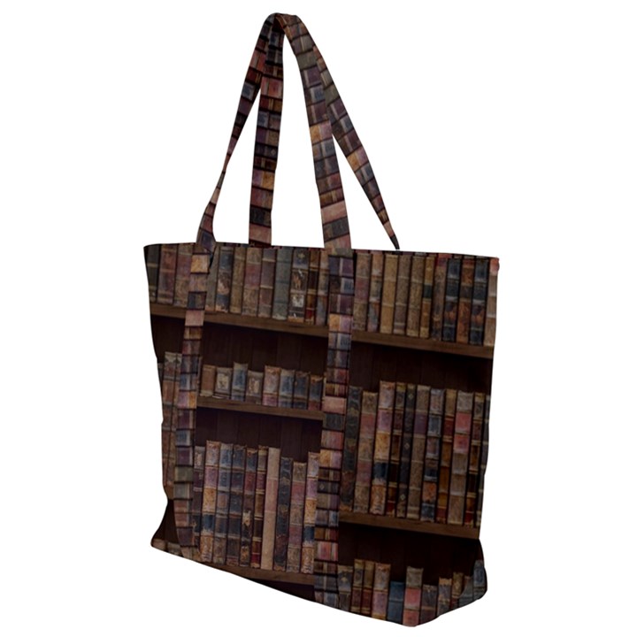 Old Bookshelf Orderly Antique Books Zip Up Canvas Bag