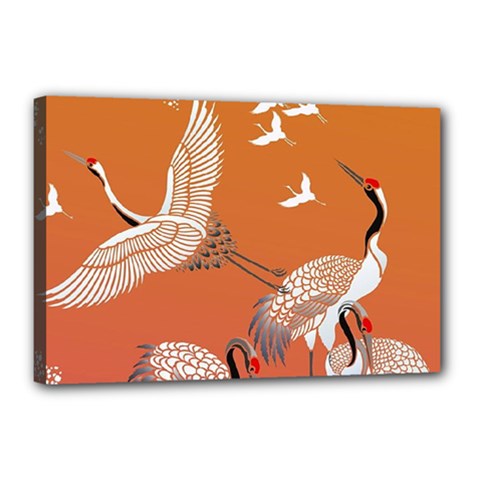 Japanese Crane Painting Of Birds Canvas 18  X 12  (stretched) by Cendanart