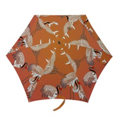 Japanese Crane Painting Of Birds Mini Folding Umbrellas by Cendanart