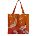 Japanese Crane Painting Of Birds Zipper Grocery Tote Bag View1