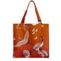 Japanese Crane Painting Of Birds Zipper Grocery Tote Bag View2