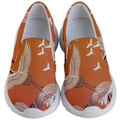 Japanese Crane Painting Of Birds Kids Lightweight Slip Ons by Cendanart