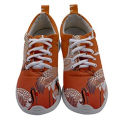 Japanese Crane Painting Of Birds Women Athletic Shoes by Cendanart