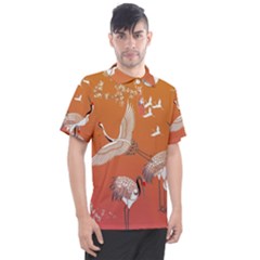 Japanese Crane Painting Of Birds Men s Polo T-shirt by Cendanart