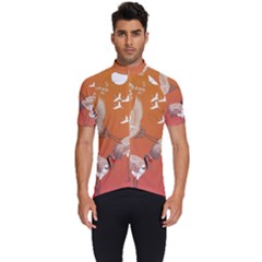 Japanese Crane Painting Of Birds Men s Short Sleeve Cycling Jersey by Cendanart