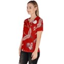 Japanese Crane Bird Art Women s V-Neck Scrub Top View2