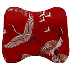 Japanese Crane Bird Art Velour Head Support Cushion by Cendanart