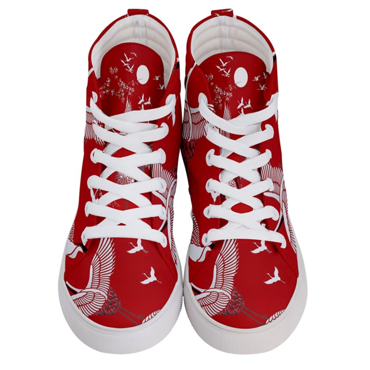 Japanese Crane Bird Art Men s Hi-Top Skate Sneakers