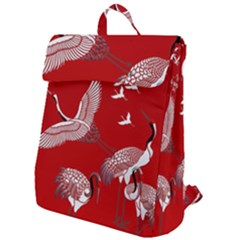 Japanese Crane Bird Art Flap Top Backpack by Cendanart