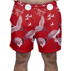 Japanese Crane Bird Art Men s Shorts by Cendanart