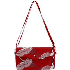 Japanese Crane Bird Art Removable Strap Clutch Bag by Cendanart