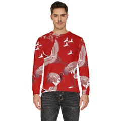 Japanese Crane Bird Art Men s Fleece Sweatshirt by Cendanart