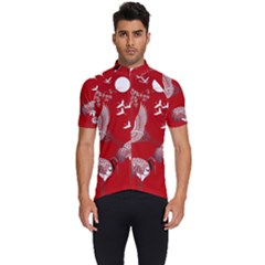 Japanese Crane Bird Art Men s Short Sleeve Cycling Jersey by Cendanart