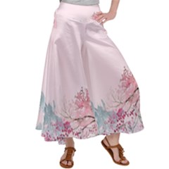 Pink Chinese Style Cherry Blossom Women s Satin Palazzo Pants by Cendanart