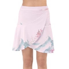 Pink Chinese Style Cherry Blossom Wrap Front Skirt by Cendanart