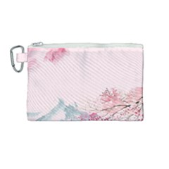 Pink Chinese Style Cherry Blossom Canvas Cosmetic Bag (medium) by Cendanart