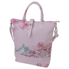 Pink Chinese Style Cherry Blossom Buckle Top Tote Bag by Cendanart