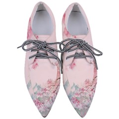 Pink Chinese Style Cherry Blossom Pointed Oxford Shoes by Cendanart