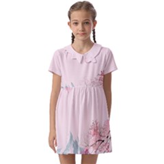 Pink Chinese Style Cherry Blossom Kids  Asymmetric Collar Dress by Cendanart