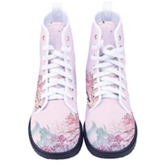 Pink Chinese Style Cherry Blossom Men s High-top Canvas Sneakers by Cendanart