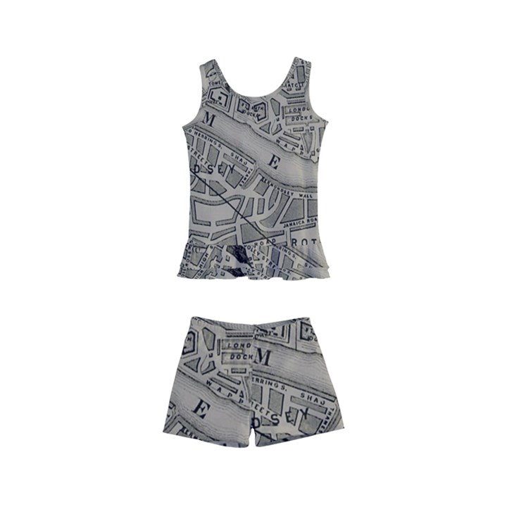 Vintage London Map Kids  Boyleg Swimsuit