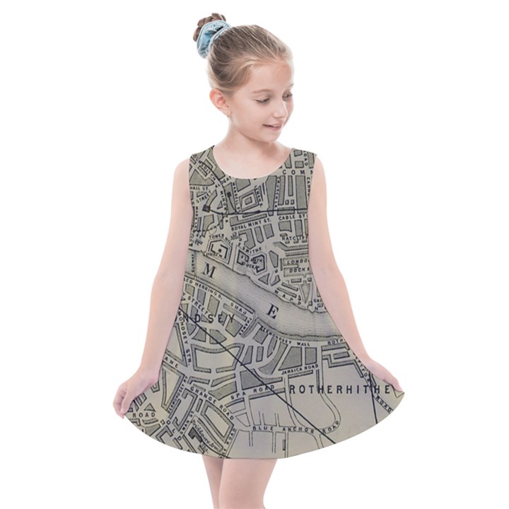 Vintage London Map Kids  Summer Dress