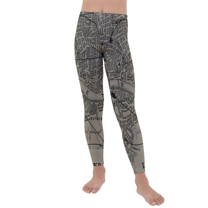 Vintage London Map Kids  Lightweight Velour Leggings