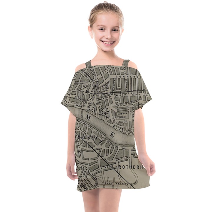 Vintage London Map Kids  One Piece Chiffon Dress