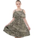 Vintage London Map Cut Out Shoulders Chiffon Dress View1