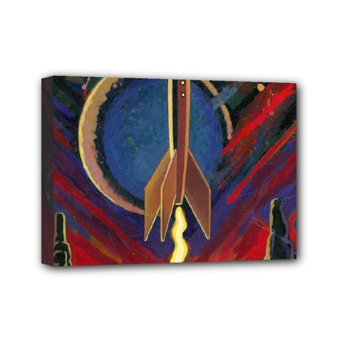 Rocket Painting Mini Canvas 7  X 5  (stretched) by Cendanart