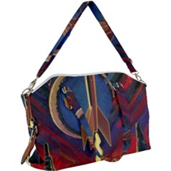 Rocket Painting Canvas Crossbody Bag by Cendanart