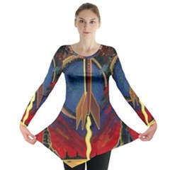 Rocket Painting Long Sleeve Tunic  by Cendanart