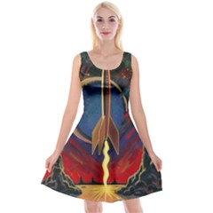 Rocket Painting Reversible Velvet Sleeveless Dress by Cendanart