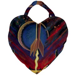 Rocket Painting Giant Heart Shaped Tote by Cendanart