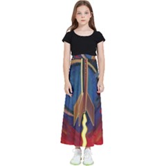 Rocket Painting Kids  Flared Maxi Skirt by Cendanart