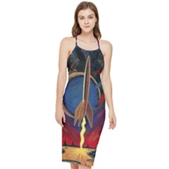 Rocket Painting Bodycon Cross Back Summer Dress by Cendanart