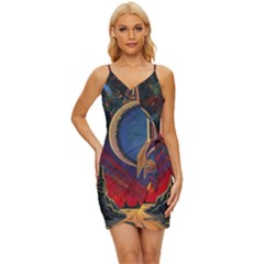 Rocket Painting Wrap Tie Front Dress by Cendanart