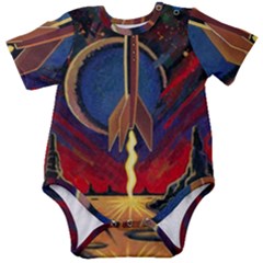 Rocket Painting Baby Short Sleeve Bodysuit by Cendanart