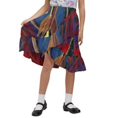 Rocket Painting Kids  Ruffle Flared Wrap Midi Skirt by Cendanart