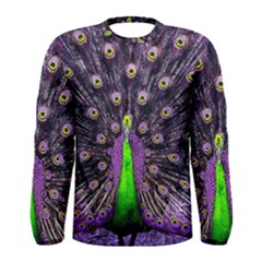 Peacock Bird Color Men s Long Sleeve T-shirt by Cendanart