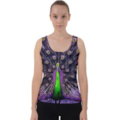 Peacock Bird Color Velvet Tank Top by Cendanart