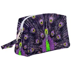 Peacock Bird Color Wristlet Pouch Bag (large) by Cendanart