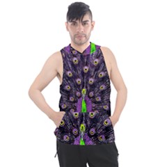 Peacock Bird Color Men s Sleeveless Hoodie