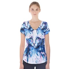 Cat Short Sleeve Front Detail Top by saad11